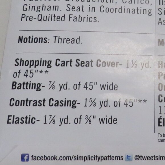 Simplicity C2109 Shopping Cart Cover Walmart Exclusive one size UNCUT - Picture 3 of 10